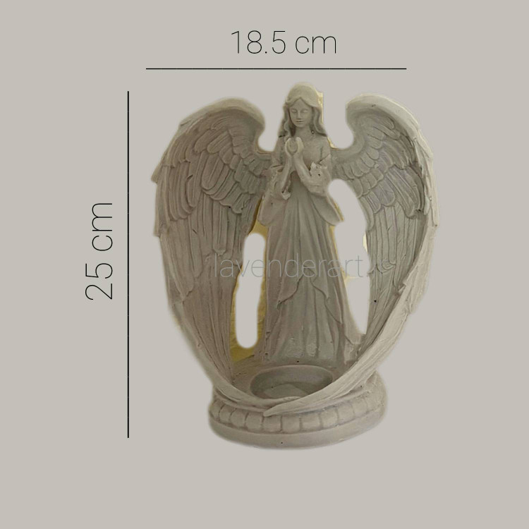 مجسمه پلی استر خام جای وارمر فرشته نگهبان ارتفاع 25 سانتی متر