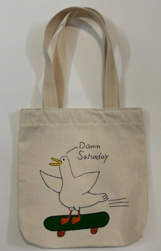 توت بگ کتان با نقاشی پارچه طرح اردک سوار بر اسکیت