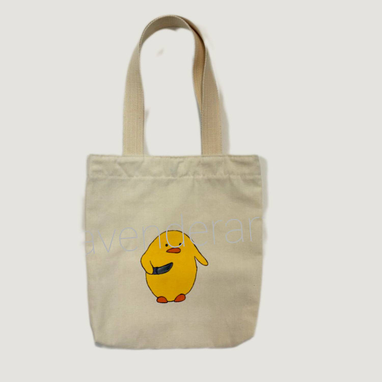 توت بگ کتان با نقاشی پارچه طرح اردک زرد