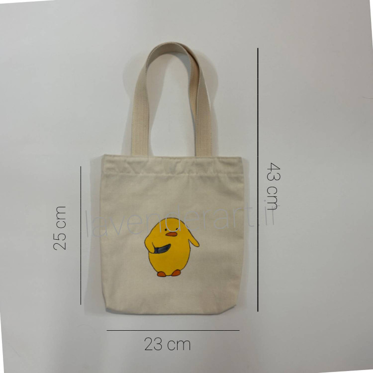 توت بگ کتان با نقاشی پارچه طرح اردک زرد