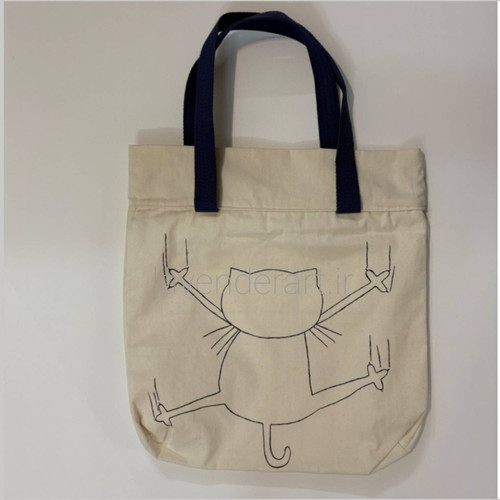 توت بگ کتان با نقاشی پارچه طرح گربه مینیمال