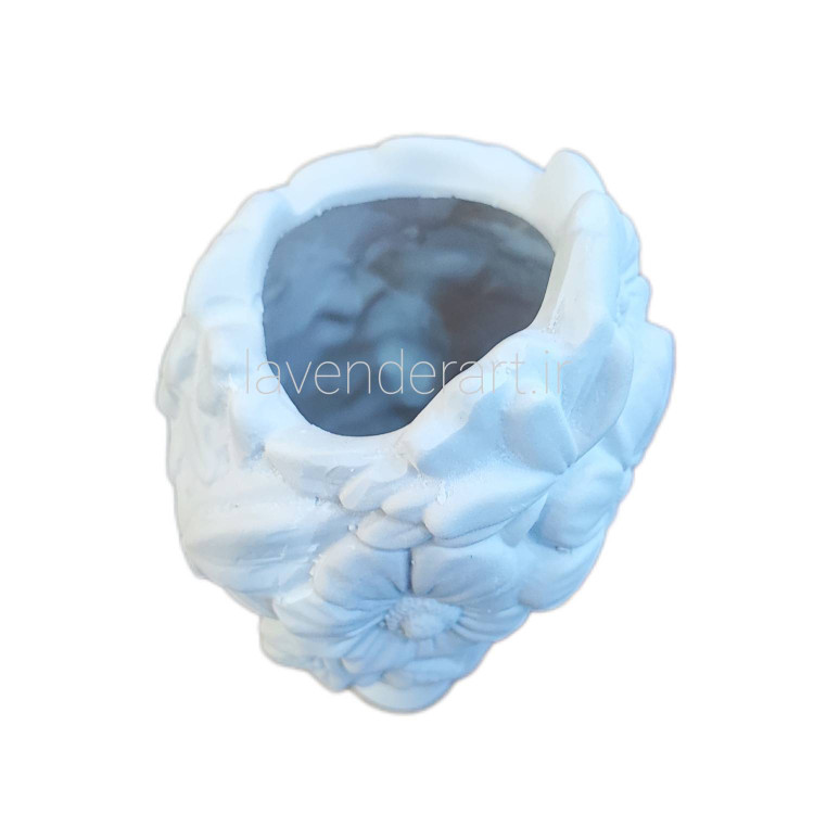 مجسمه گلدانی پلی استر خام سردیس دختری با موهایی پوشیده از گل 22 سانتی متر