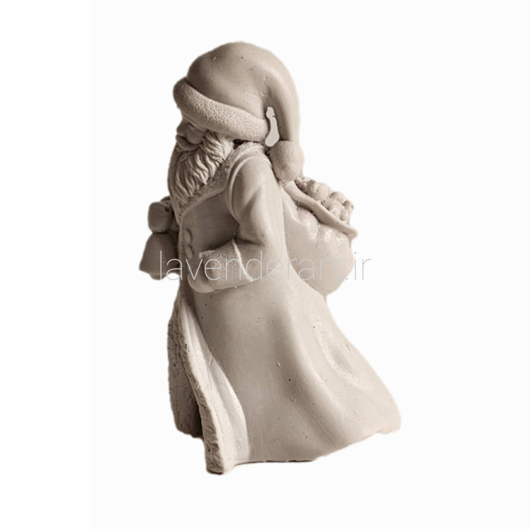 مجسمه پلی استر خام بابانوئل با زنگوله ای در دست ارتفاع 12 سانتی متر