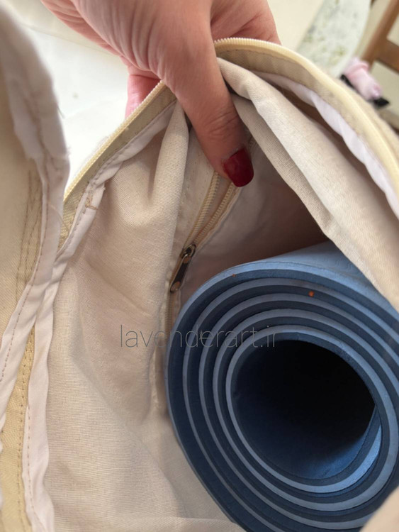 کیف رولی مت یوگا جنس کتان کرم طرح یوگا در کویر