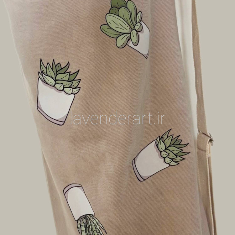 کیف رولی مت یوگا جنس کتان کرم طرح کاکتوس