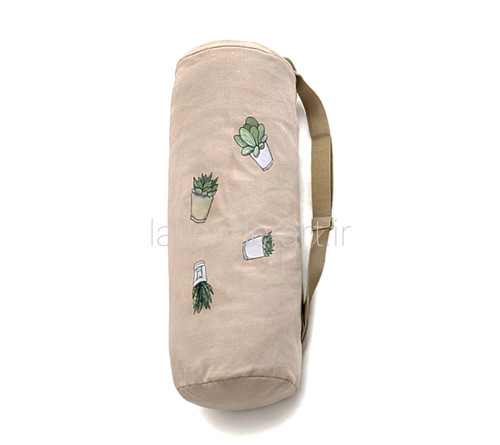 کیف رولی مت یوگا جنس کتان کرم طرح کاکتوس