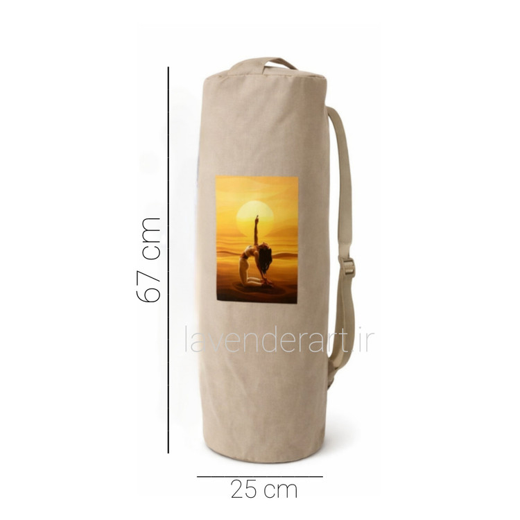 کیف رولی مت یوگا جنس کتان کرم طرح یوگا در کویر