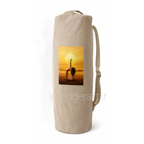 کیف رولی مت یوگا جنس کتان کرم طرح یوگا در کویر