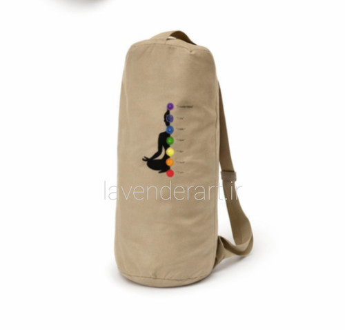 کیف رولی مت یوگا جنس کتان کرم طرح چاکرا