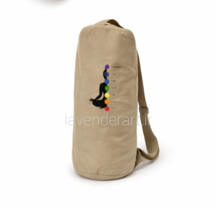 کیف رولی مت یوگا جنس کتان کرم طرح چاکرا