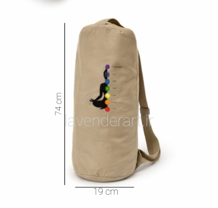 کیف رولی مت یوگا جنس کتان کرم طرح چاکرا