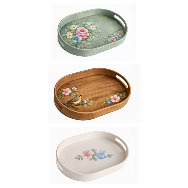 سینی چوبی خام بیضی 34*24