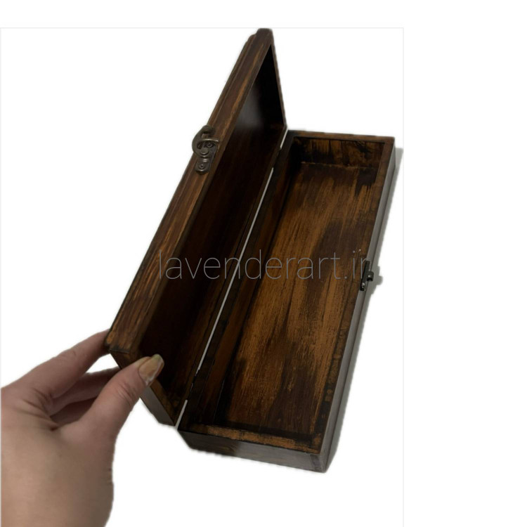 جعبه چوبی قلمو و لوازم هنری با طرح افسانه 10*30 سانتی متر