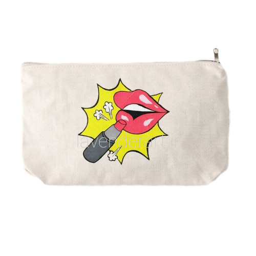 جامدادی یا کیف لوازم آرایش متقال آستردار با نقاشی آرایش غلیظ