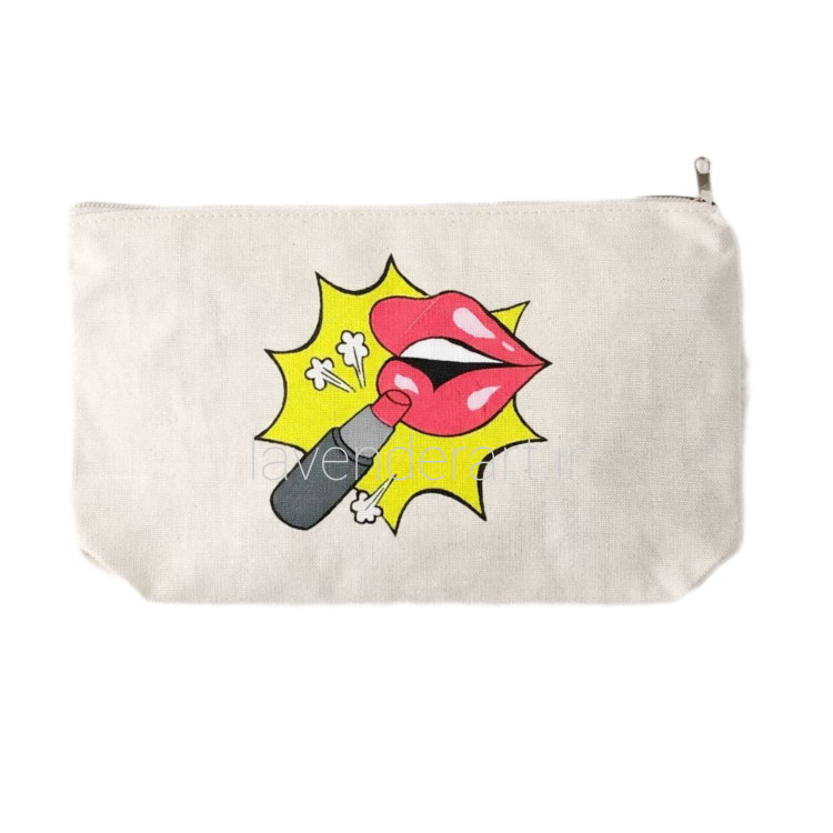 جامدادی یا کیف لوازم آرایش متقال آستردار با نقاشی آرایش غلیظ