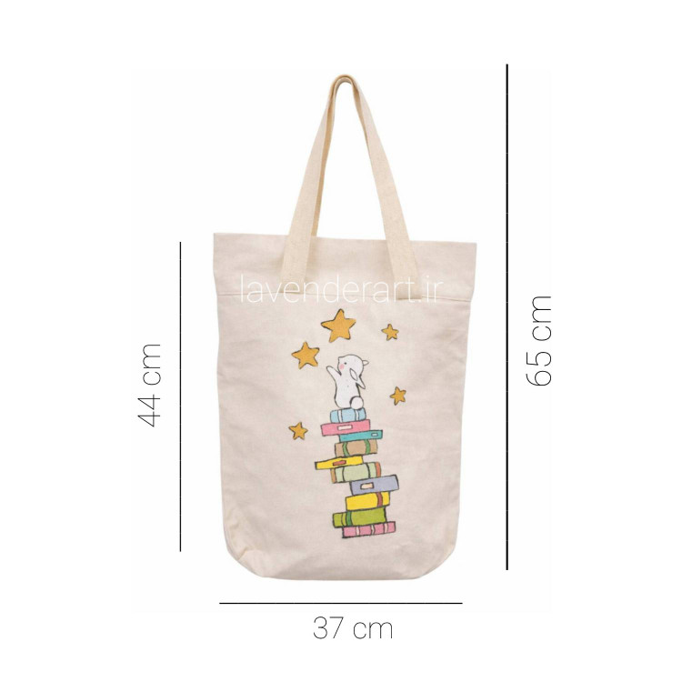 توت بگ کتان با نقاشی پارچه طرح خرگوش کتابخوان