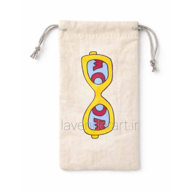 جا عینکی پارچه ای فانتزی با نقاشی عینک زرد مدل wow