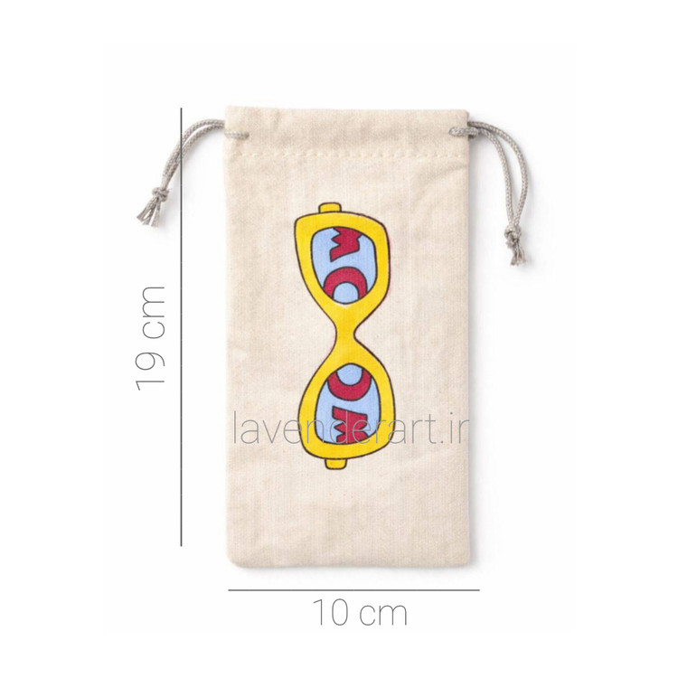 جا عینکی پارچه ای فانتزی با نقاشی عینک زرد مدل wow