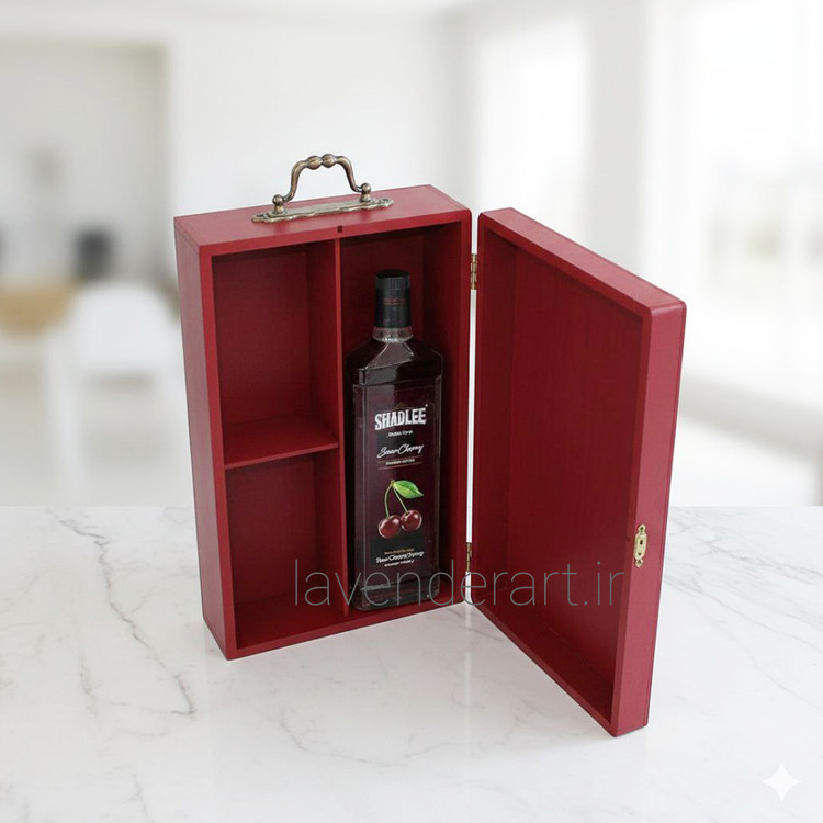 جعبه چوبی خام تک دسته جای بطری چوبی مخصوص انواع بطری ها و ظروف شکستنی