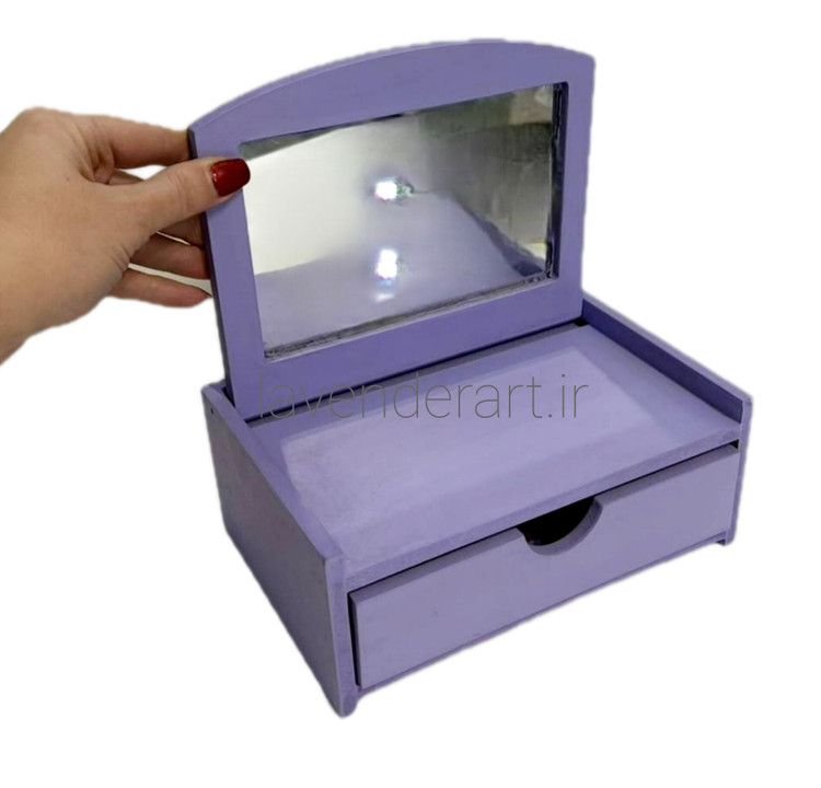 استند زیورآلات یاسی طرح پیانو همراه با کشو و آینه