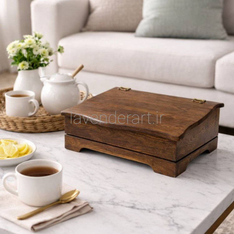 جعبه تیبگ چوبی چهار خانه طرح چوب