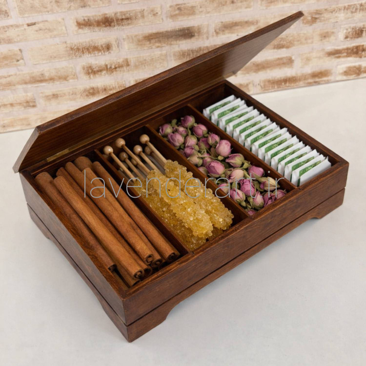 جعبه تیبگ چوبی چهار خانه طرح چوب