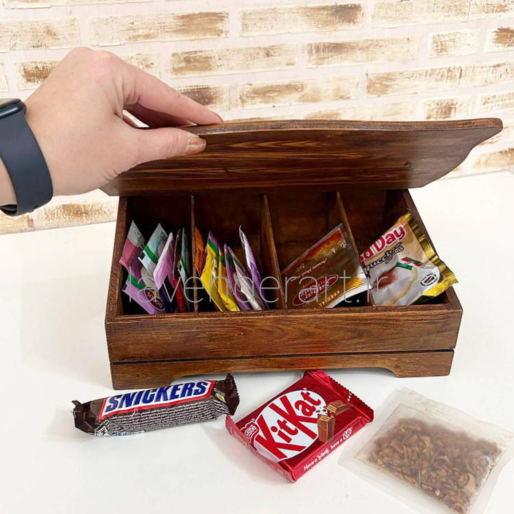 جعبه تیبگ چوبی چهار خانه طرح چوب