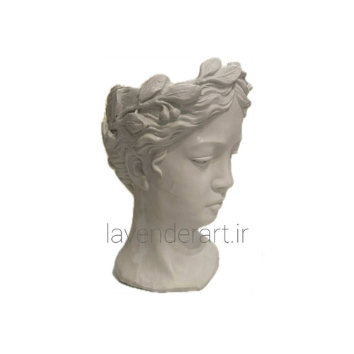 مجسمه گلدانی پلی استر خام سردیس زن قوی 25*12 سانتی متر