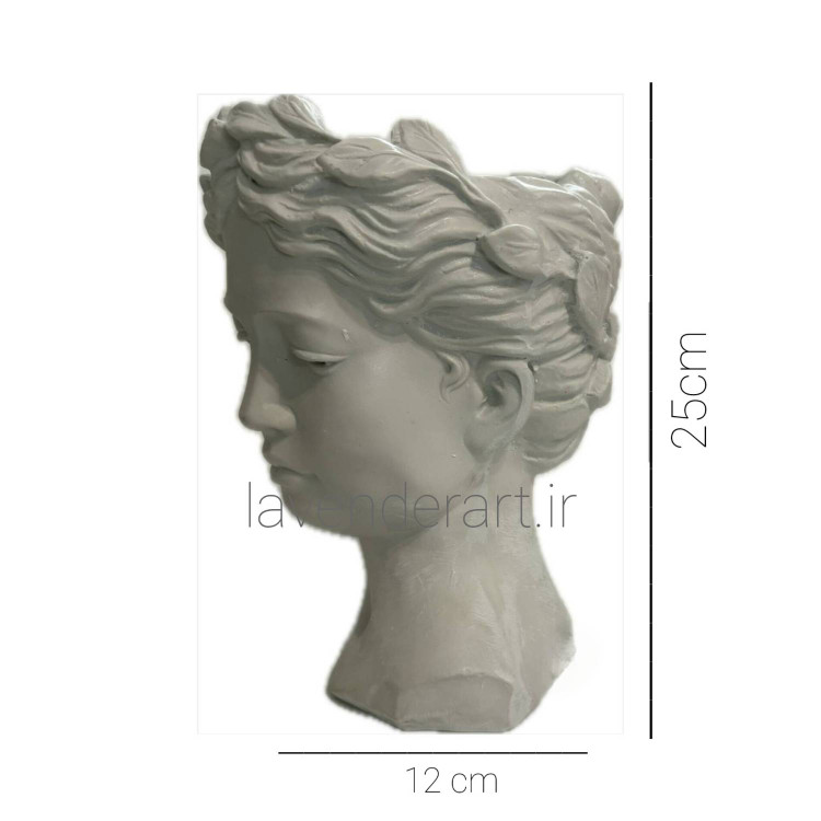 مجسمه گلدانی پلی استر خام سردیس زن قوی 25*12 سانتی متر