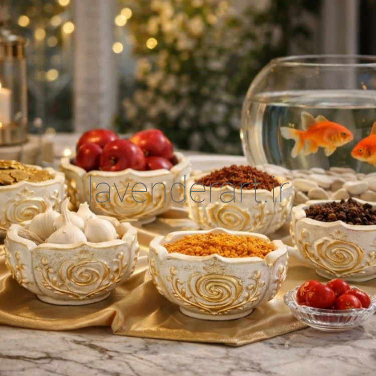 ست 6 عددی ظرف هفت سین سنگ مصنوعی