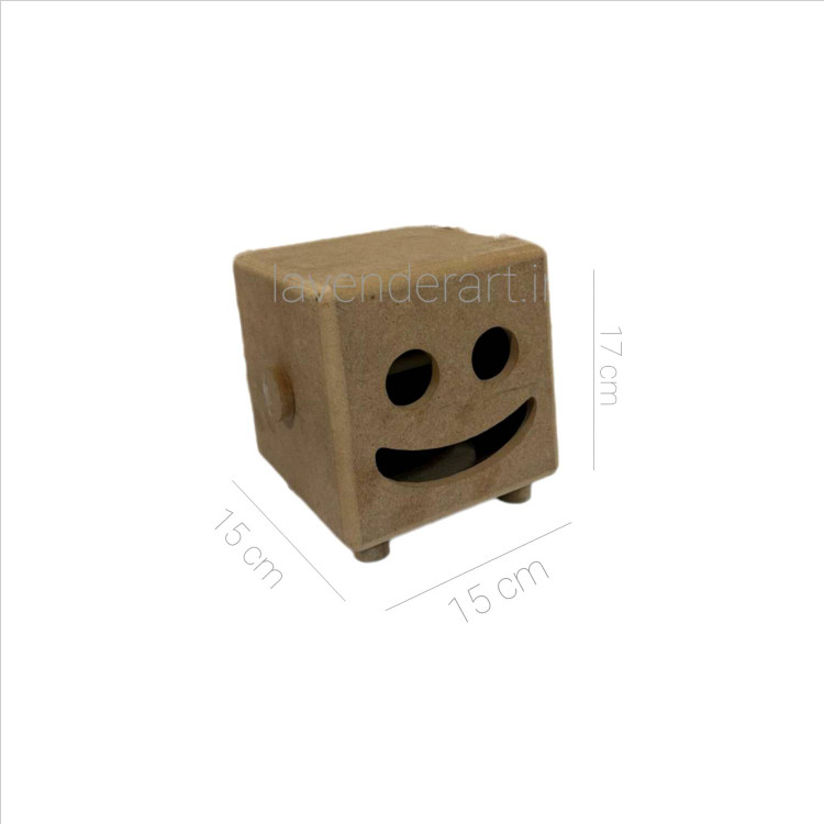 جعبه چوبی خام دستمال کاغذی لوله ای فانتزی طرح لبخند
