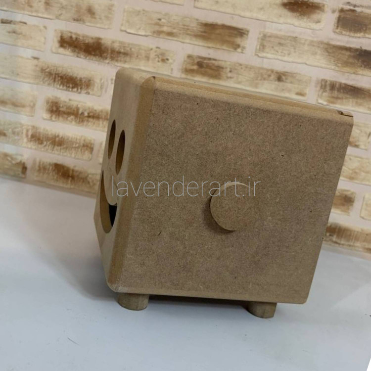 جعبه چوبی خام دستمال کاغذی لوله ای فانتزی طرح لبخند