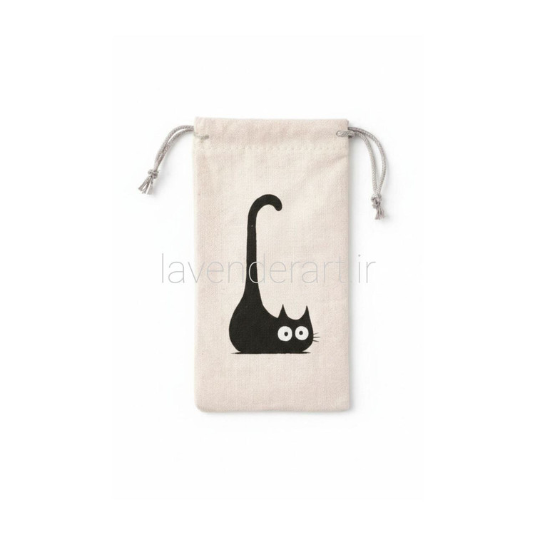 جا عینکی پارچه ای فانتزی با نقاشی دستی طرح پیشی