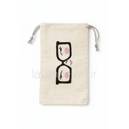 جا عینکی پارچه ای فانتزی با نقاشی دستی طرح عینک قرتی