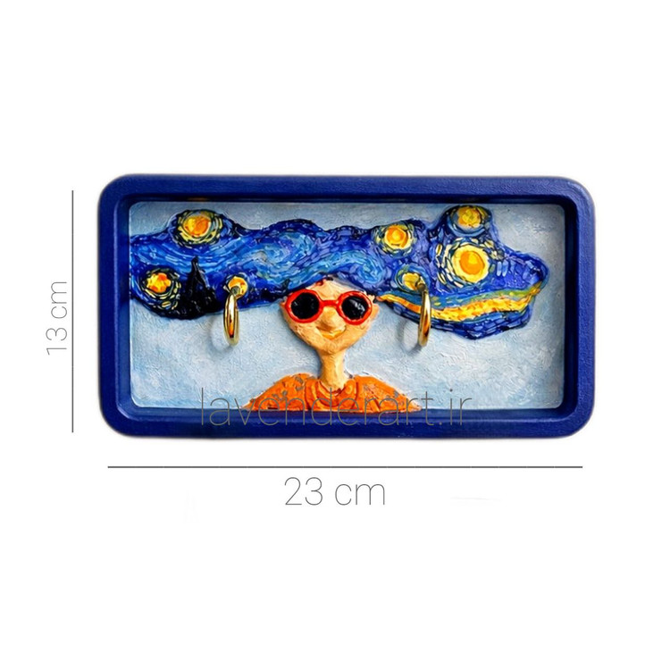 دیوارکوب چوبی فانتزی طرح برجسته دخترکی با موهای شب پر ستاره