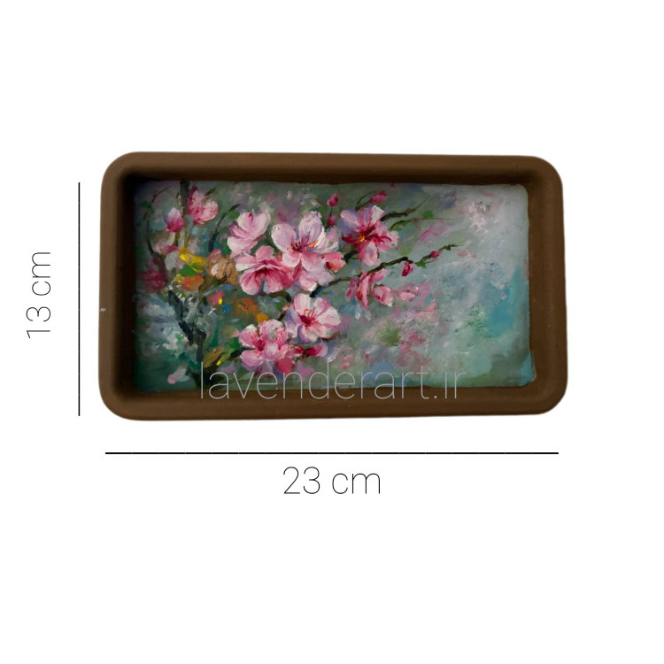 تابلو نقاشی رنگ روغن کوچک با عنوان شکوفه های بهاری روی بوم چوبی