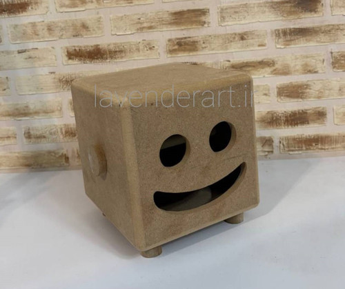 جعبه چوبی خام دستمال کاغذی لوله ای فانتزی طرح لبخند