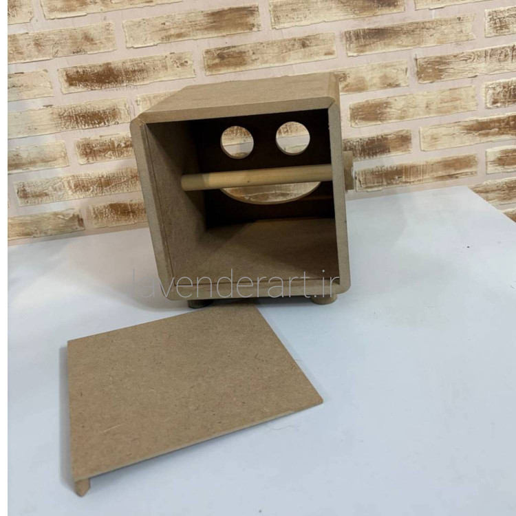 جعبه چوبی دستمال کاغذی لوله ای فانتزی طرح لبخند