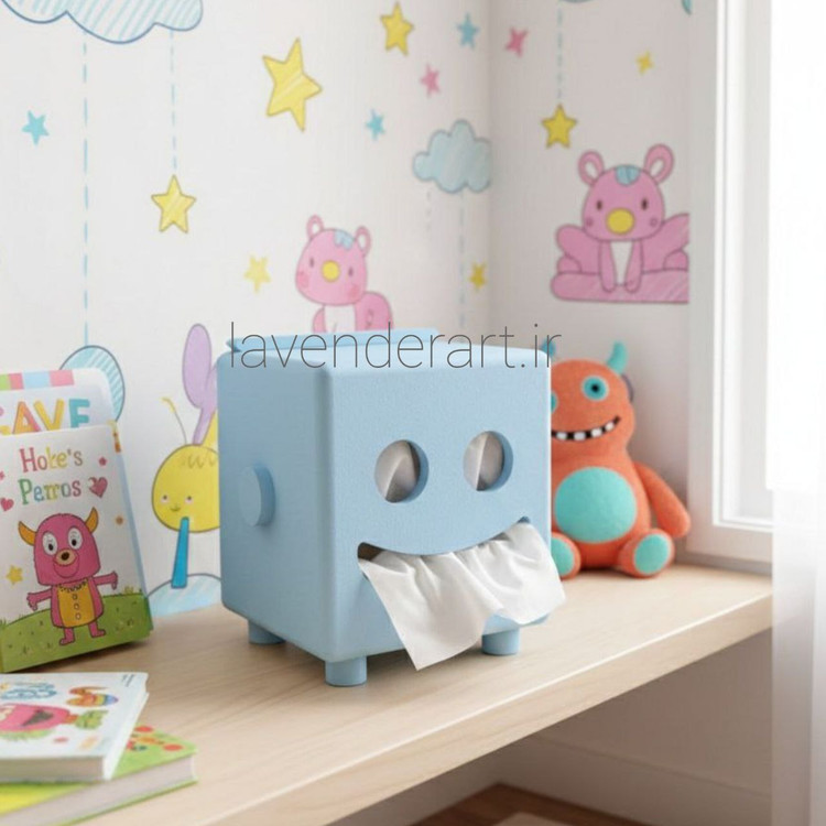 جعبه چوبی دستمال کاغذی لوله ای فانتزی طرح لبخند