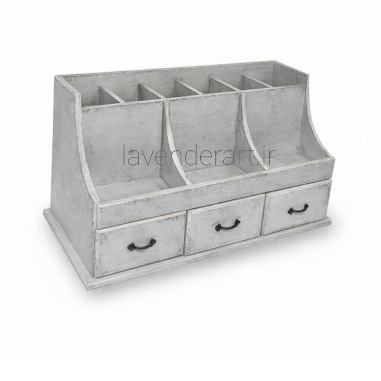 استند لوازم آرایش و زیورآلات چوبی رومیزی با سه کشو و نه باکس