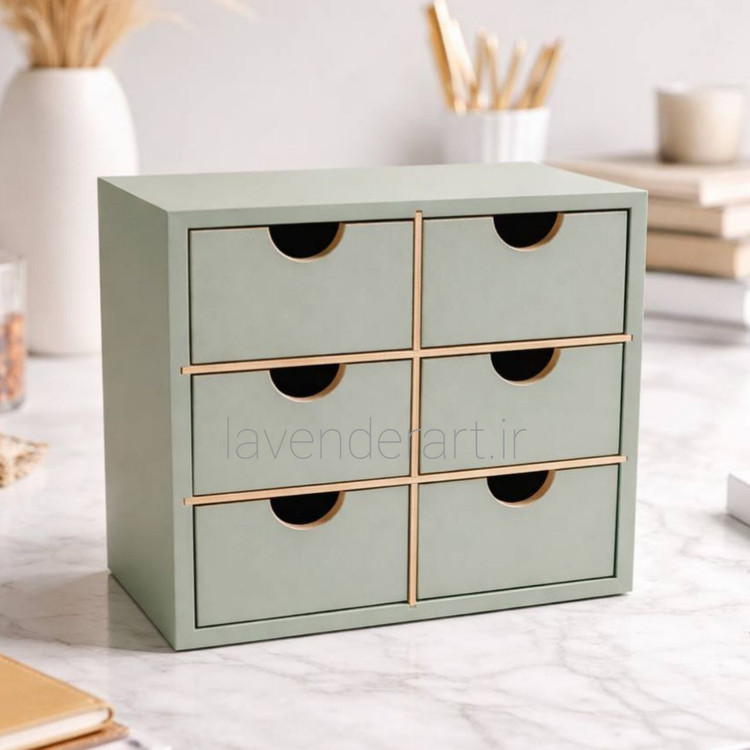 مینی دراور چوبی رومیزی شش کشویی زیورآلات