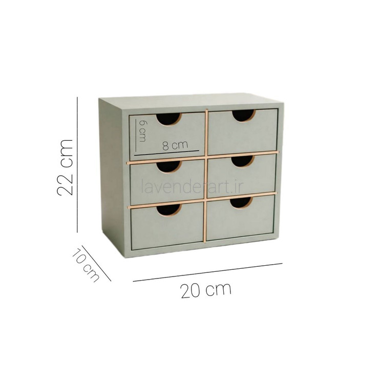 مینی دراور چوبی رومیزی شش کشویی زیورآلات