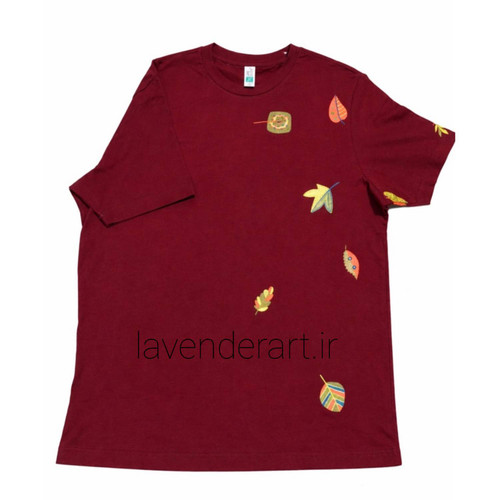تیشرت نخی نقاشی شده طرح برگ های خیالی