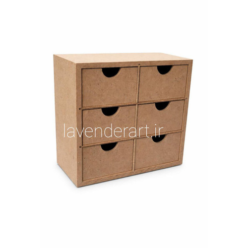 مینی دراور چوبی خام رومیزی شش کشویی زیورآلات