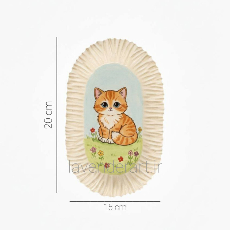 دیوارکوب قاب دار سنگ مصنوعی با نقاشی رنگ و روغن گربه ملوس