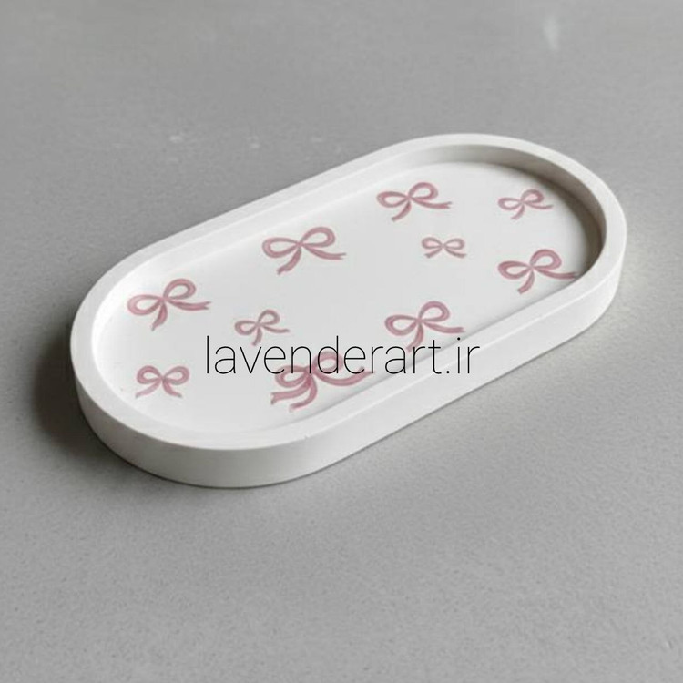 ظرف هفت سین سنگ مصنوعی بیضی با نقاشی پاپیون با ابعاد 10*19 سانتی متر