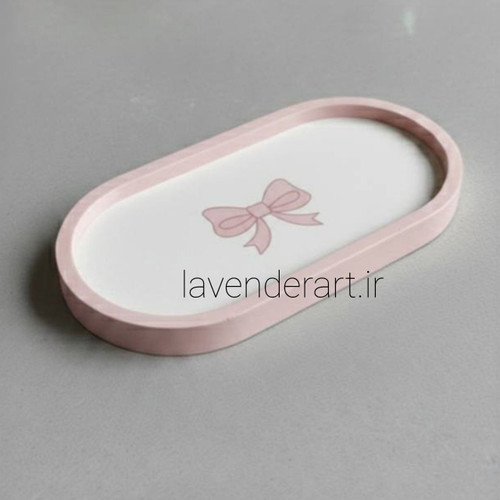 ظرف هفت سین سنگ مصنوعی بیضی با نقاشی پاپیون با ابعاد 10*19 سانتی متر