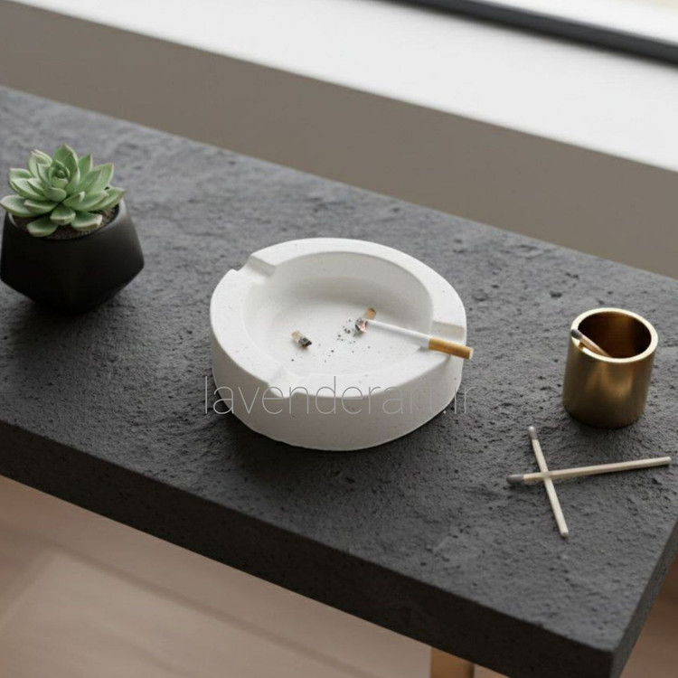 زیرسیگاری سنگ مصنوعی خام طرح سپید