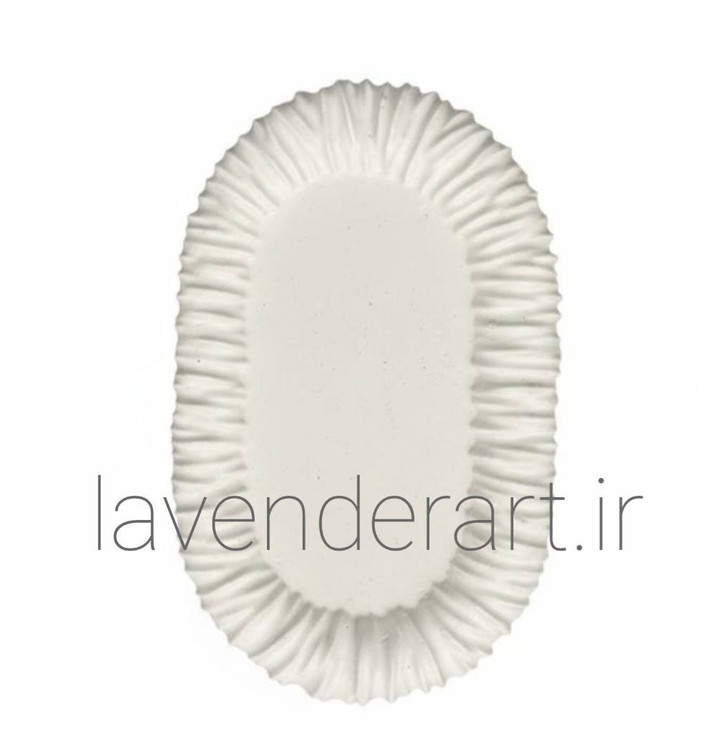 ظرف هفت سین سنگ مصنوعی خام طرح بیضی چین دار با ابعاد 15*20 سانتی متر