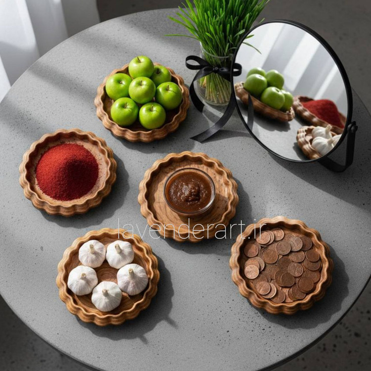 ظرف هفت سین سنگ مصنوعی طرح چوب 11 سانتی متر